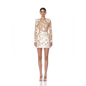 NWOT Bouquet Maraya Blanc Floral Long Sleeve Mini Dress Bridal Valentine